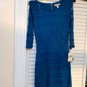 NWT, blue lace, zipper back dress. Size 5